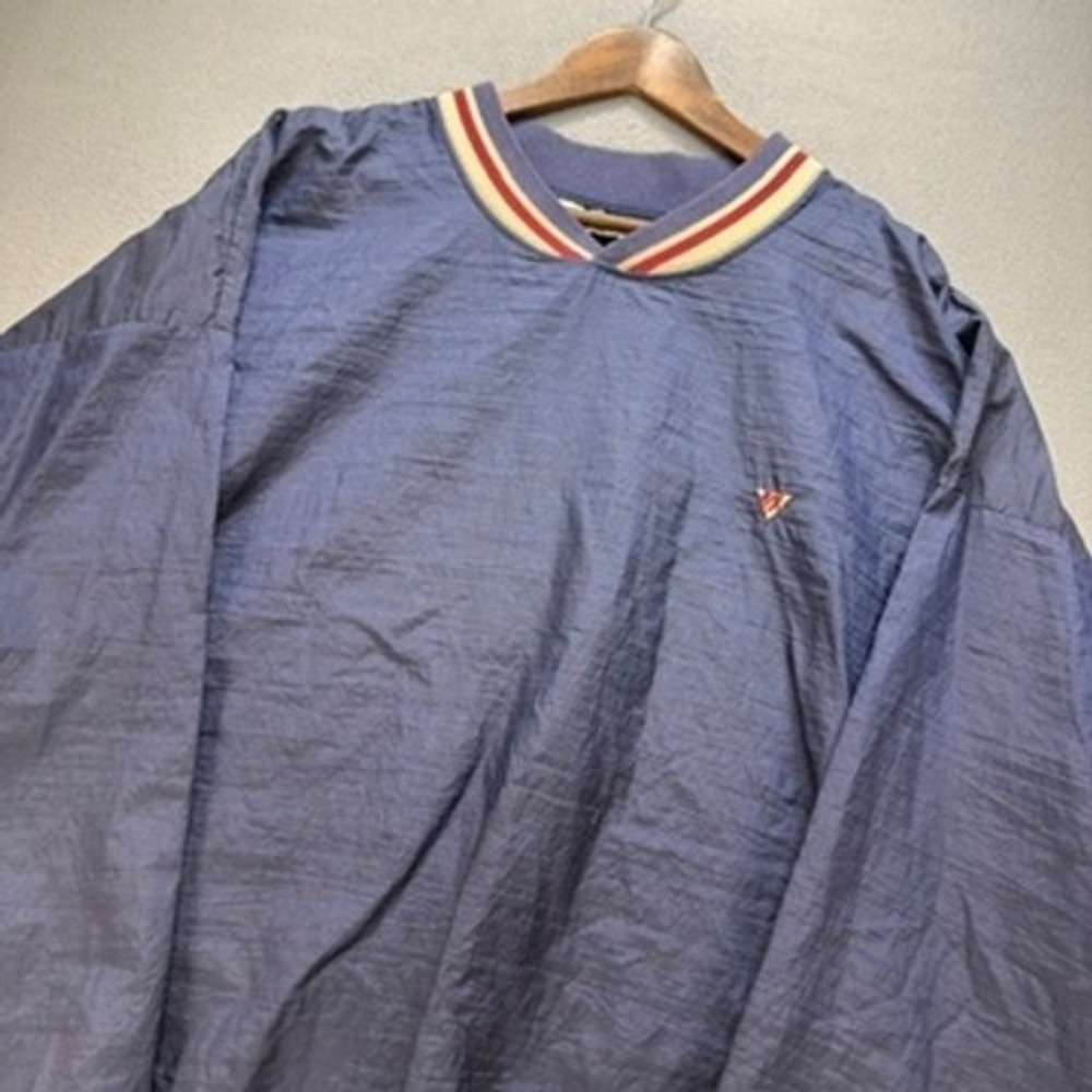 VTG Augusta Pullover Windbreaker V-Neck Jacket Relaxed XXL Blue Made in USA Golf
